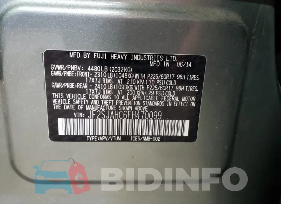 JF2SJAHC6FH470099 Photo# 13