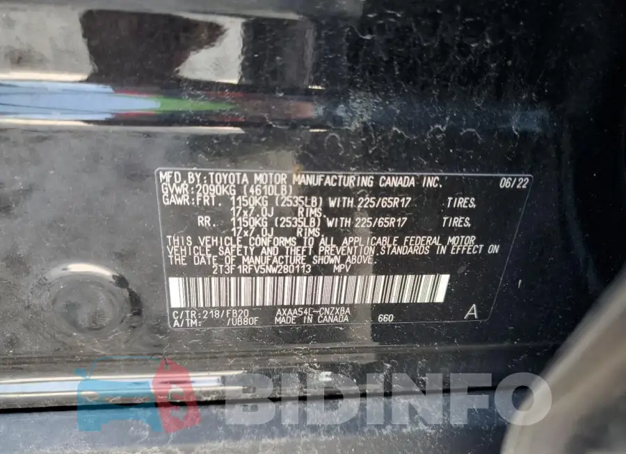 2T3F1RFV5NW280113 Photo# 13