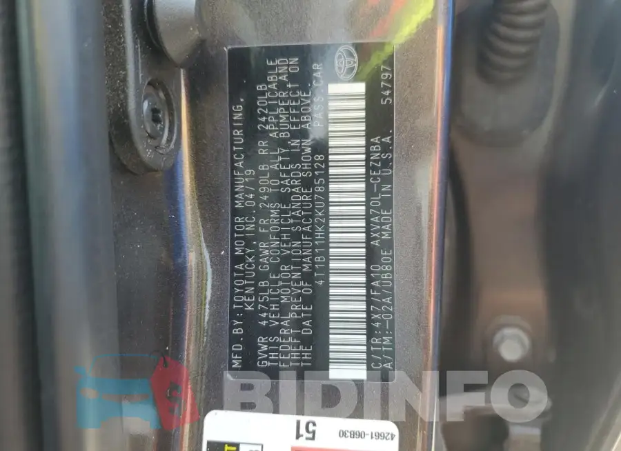 4T1B11HK2KU785128 Photo# 12
