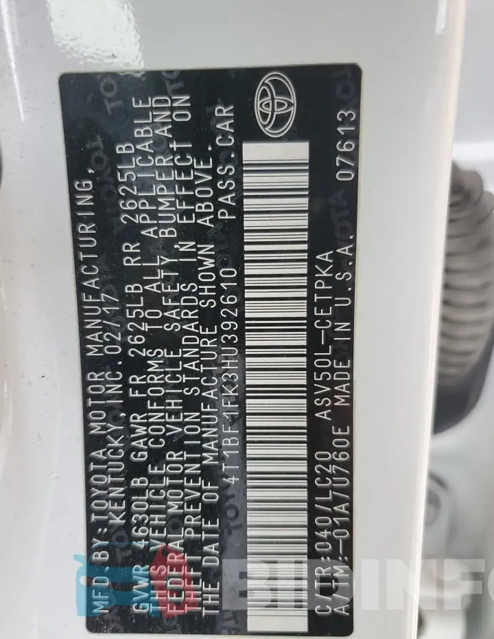 4T1BF1FK3HU392610 Photo# 12