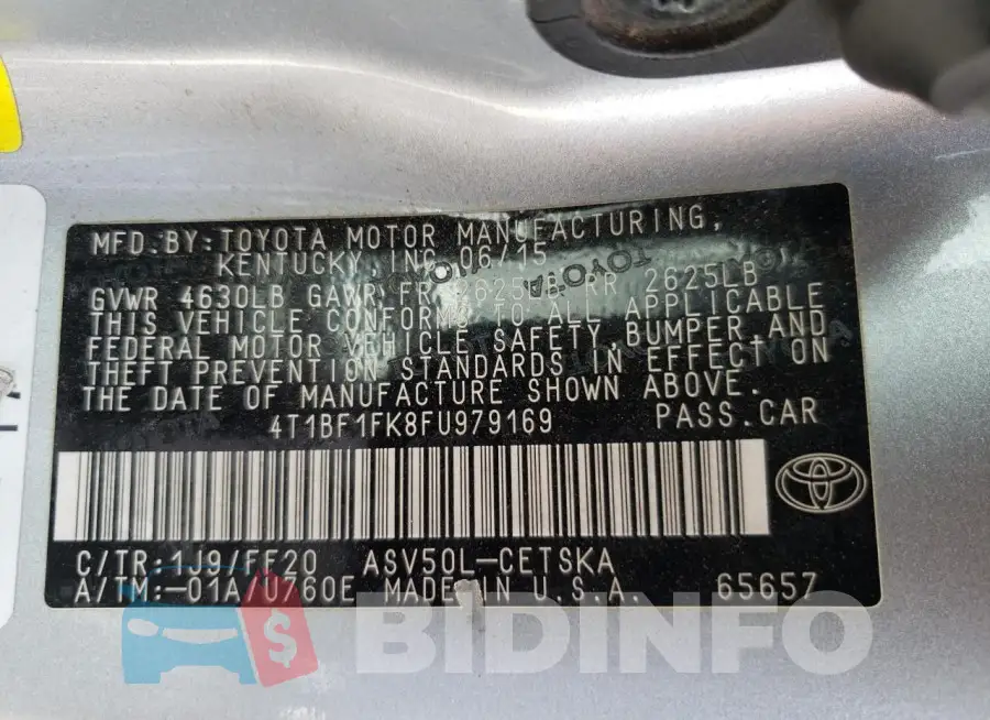 4T1BF1FK8FU979169 Photo# 12