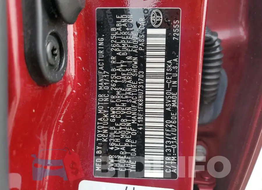 4T1BF1FK8HU731703 Photo# 13