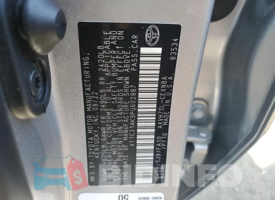 4T1C31AK9PU602887 Photo# 12