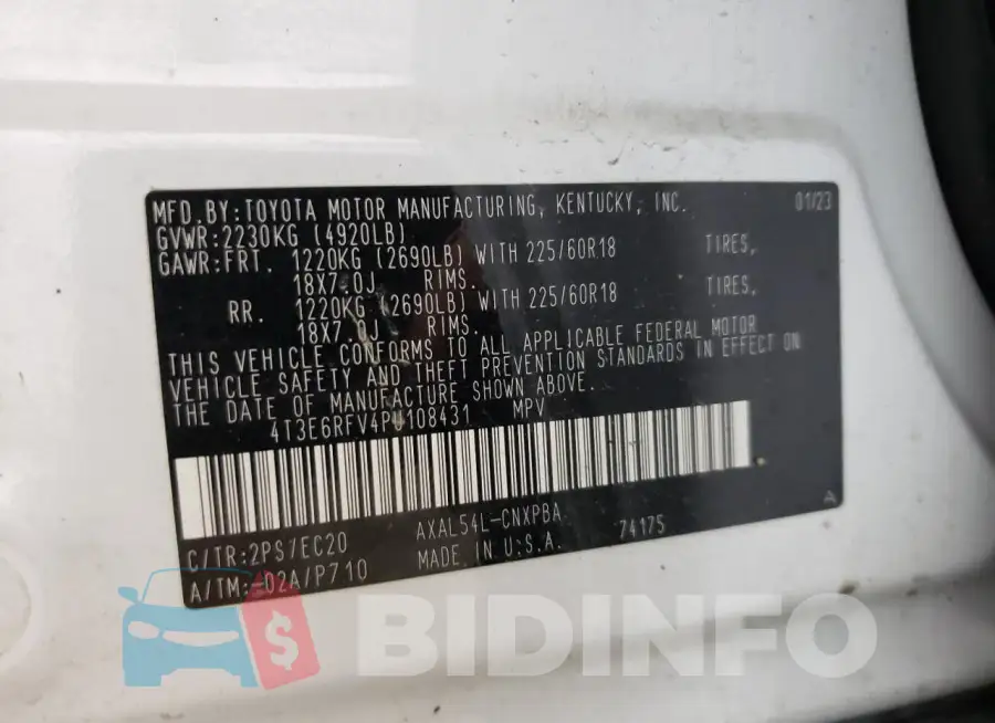 4T3E6RFV4PU108431 Photo# 14
