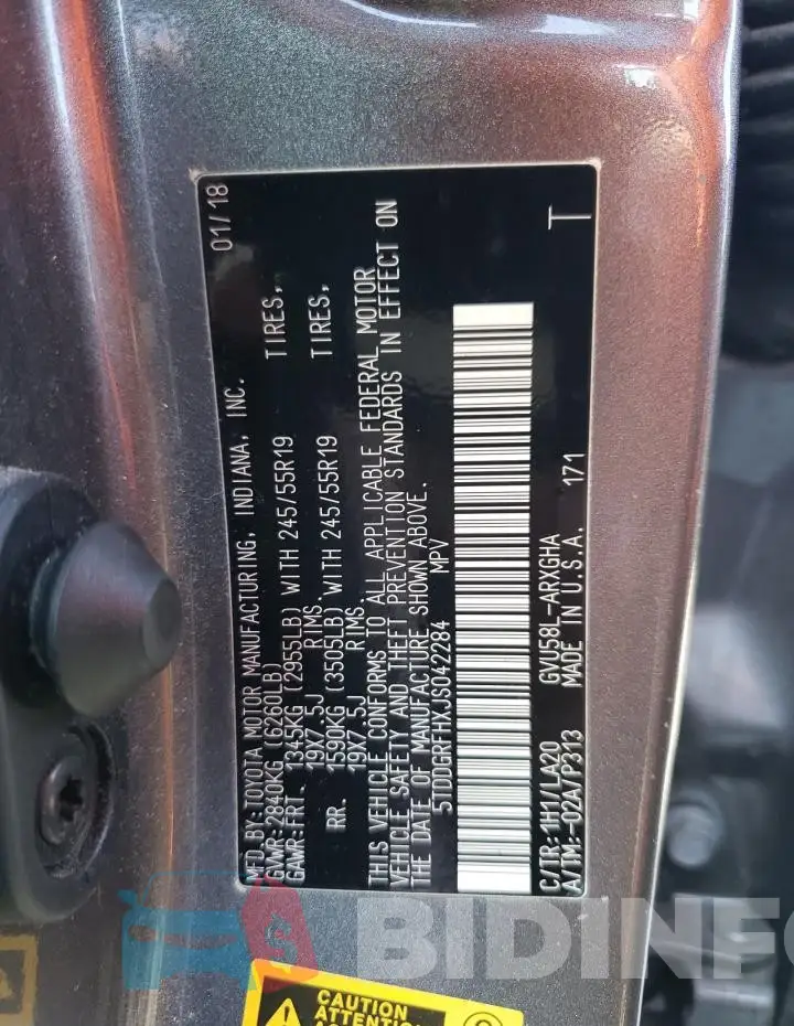 5TDDGRFHXJS042284 Photo# 13