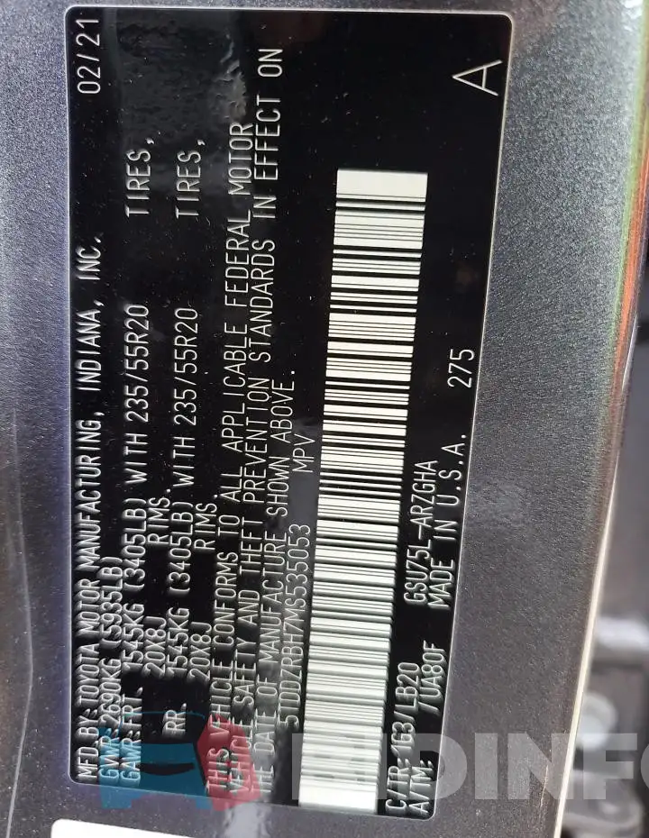 5TDDZRBH7MS535053 Photo# 14