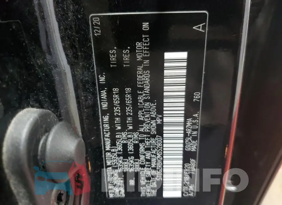 5TDGZRBH2MS528007 Photo# 13