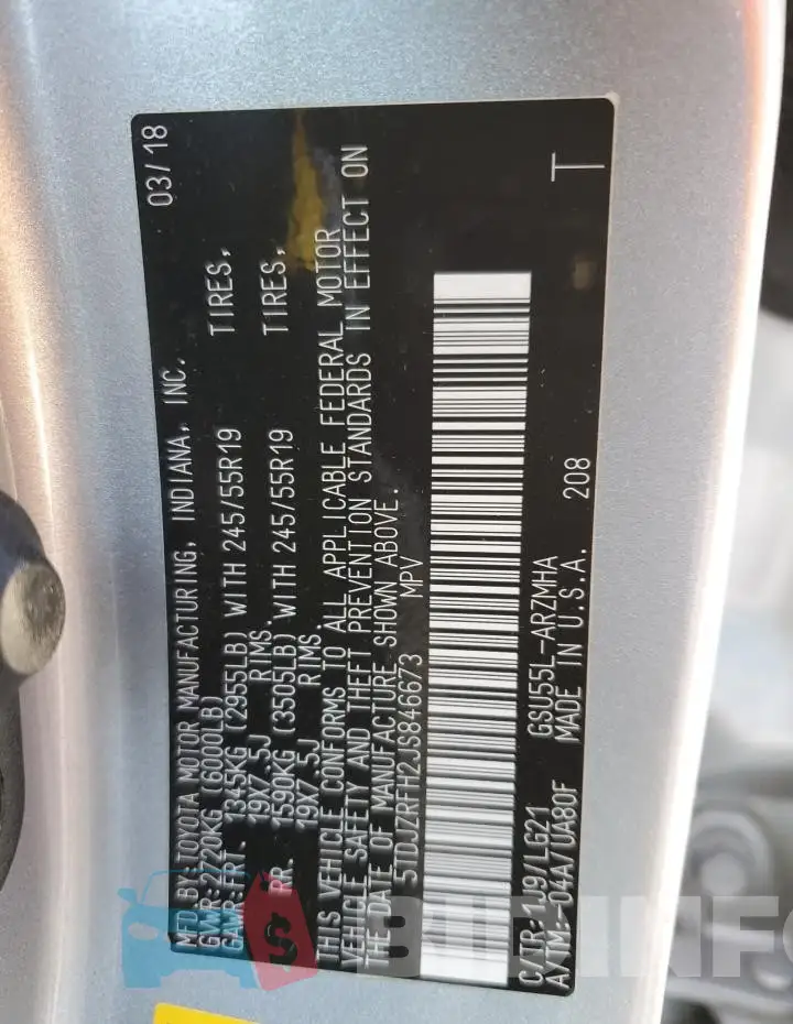 5TDJZRFH2JS846673 Photo# 13