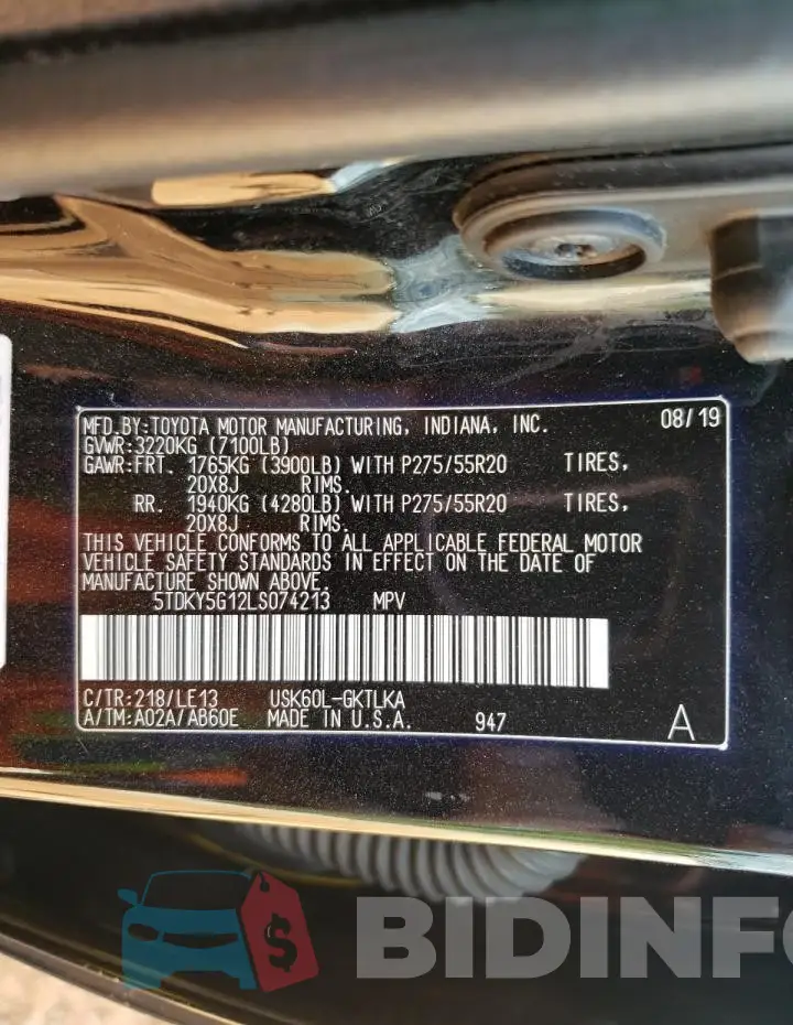 5TDKY5G12LS074213 Photo# 14
