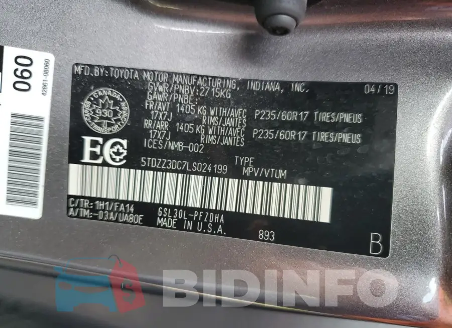 5TDZZ3DC7LS024199 Photo# 13