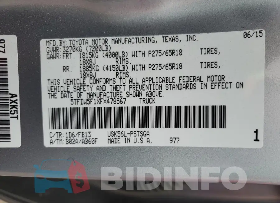 5TFDW5F1XFX478567 Photo# 12