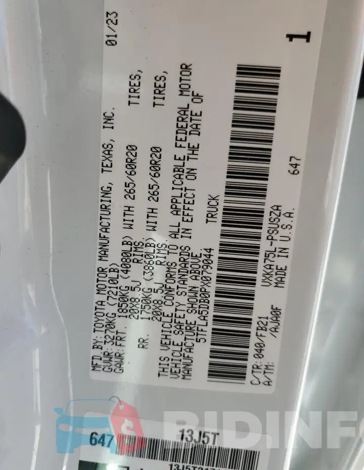 5TFLA5DB0PX079044 Photo# 12