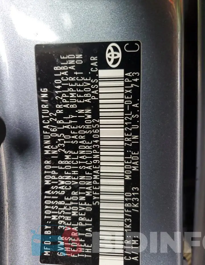 5YFEPMAE9NP340652 Photo# 12