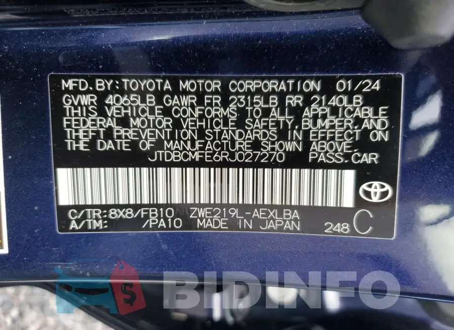 JTDBCMFE6RJ027270 Photo# 13