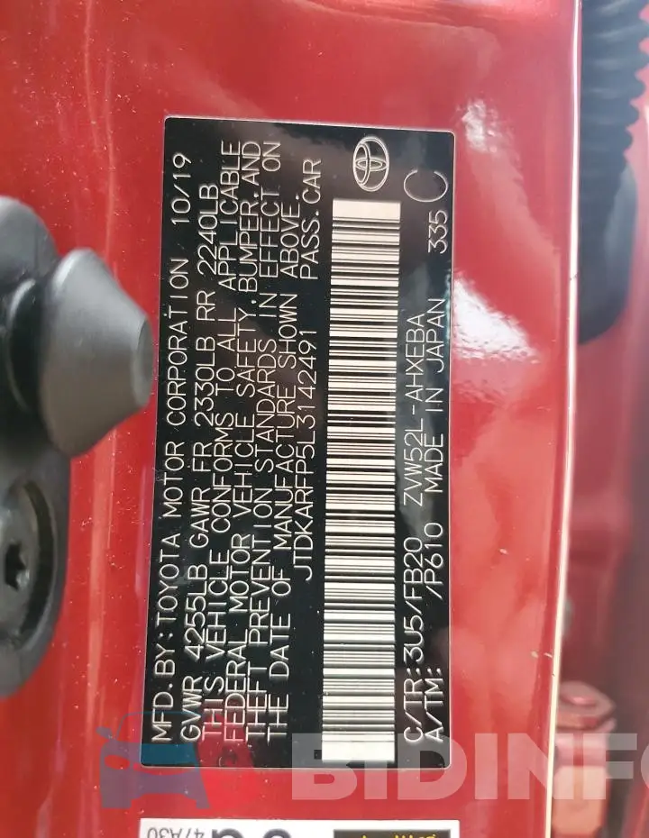 JTDKARFP5L3142491 Photo# 13