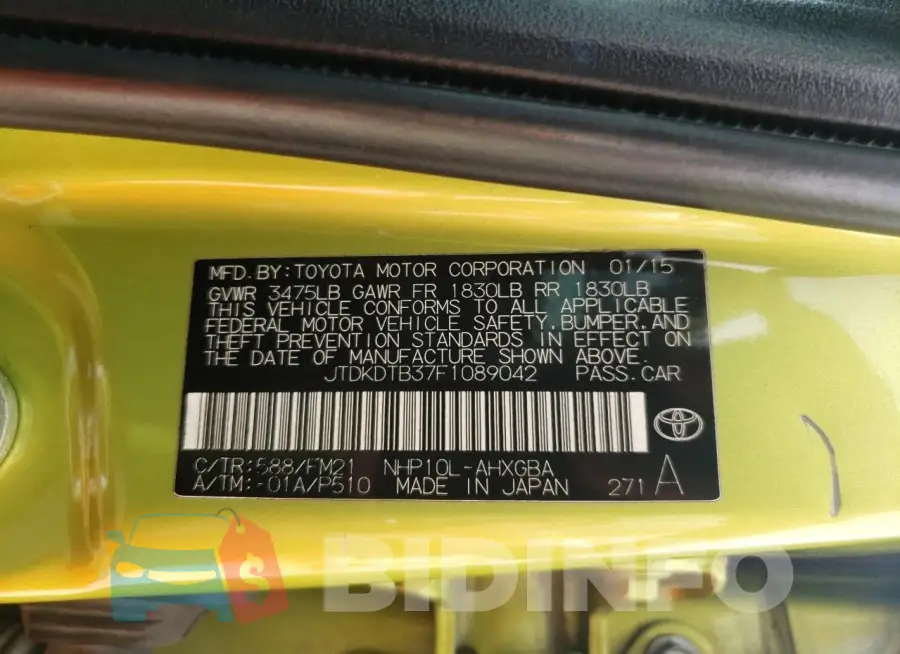 JTDKDTB37F1089042 Photo# 12