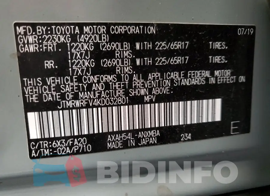 JTMRWRFV4KD032801 Photo# 13