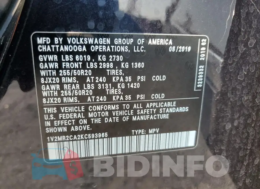1V2MR2CA2KC593965 Photo# 13