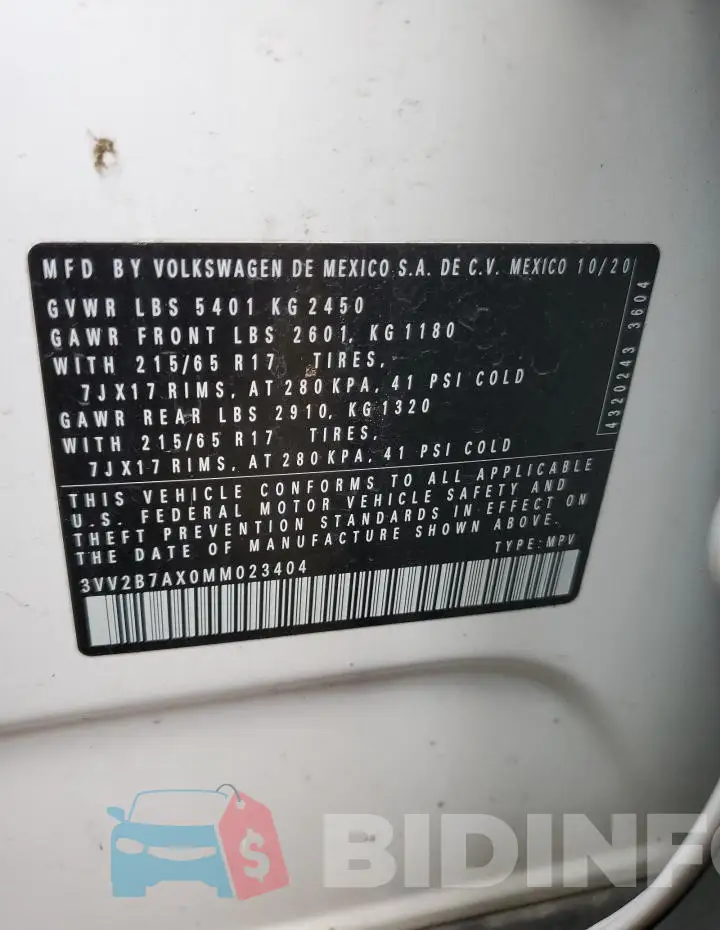 3VV2B7AX0MM023404 Photo# 13