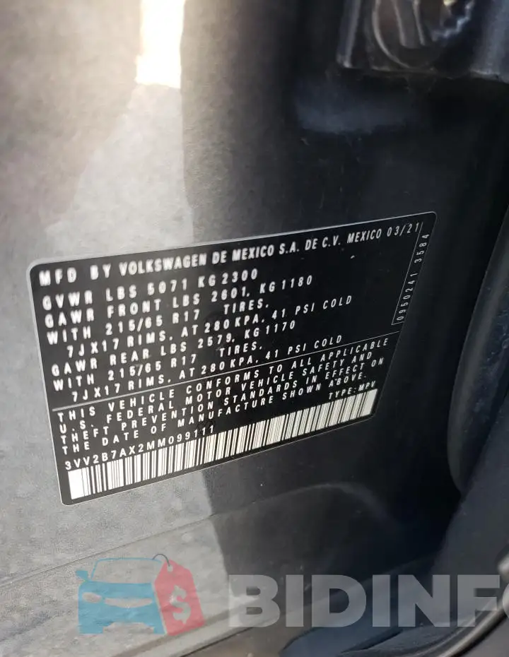3VV2B7AX2MM099111 Photo# 13