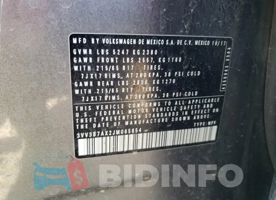 3VV3B7AX2JM065654 Photo# 13