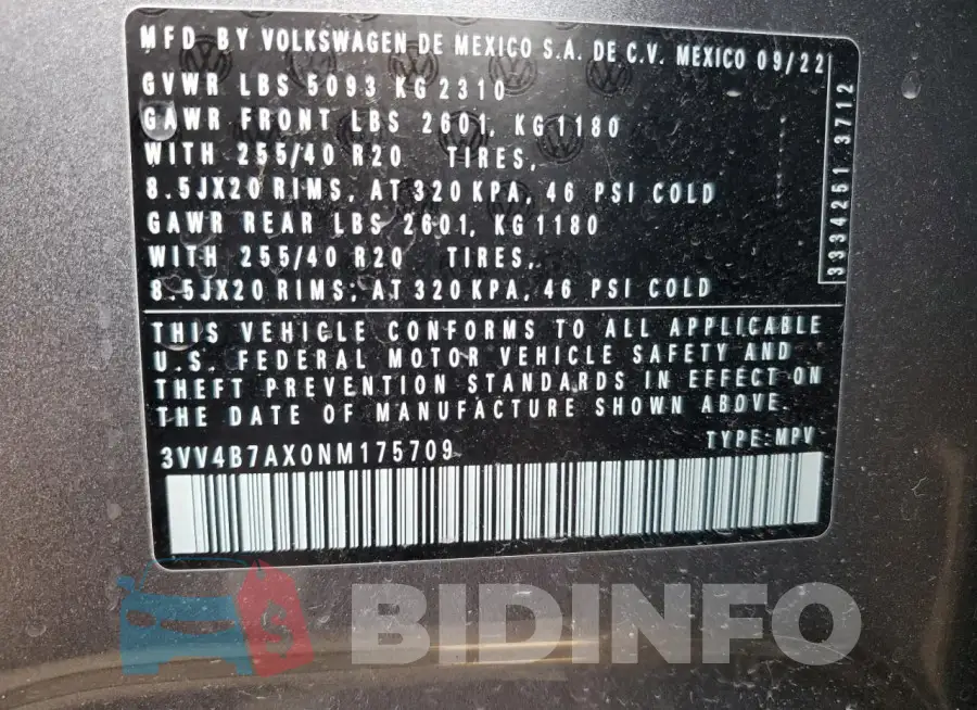 3VV4B7AX0NM175709 Photo# 13