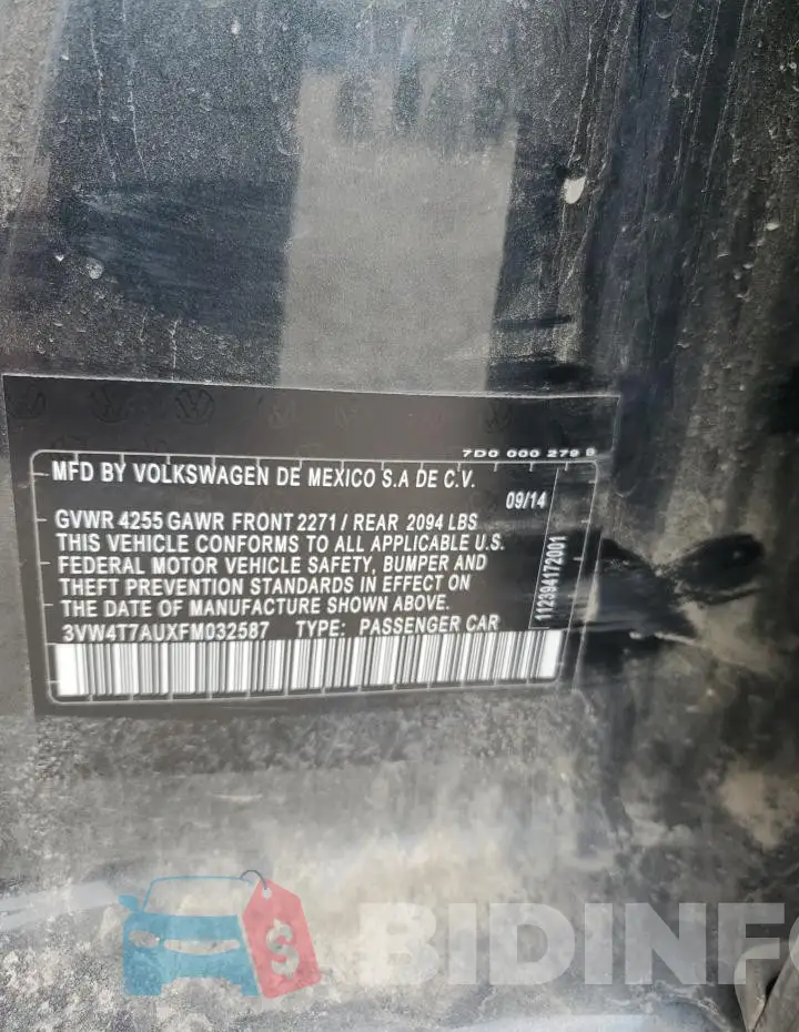 3VW4T7AUXFM032587 Photo# 12