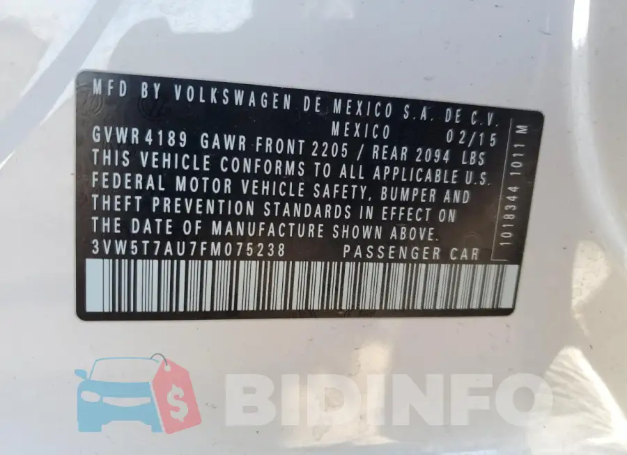 3VW5T7AU7FM075238 Photo# 12