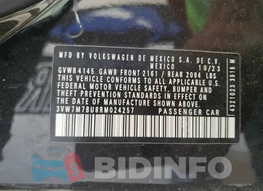 3VW7M7BU8RM024257 Photo# 12