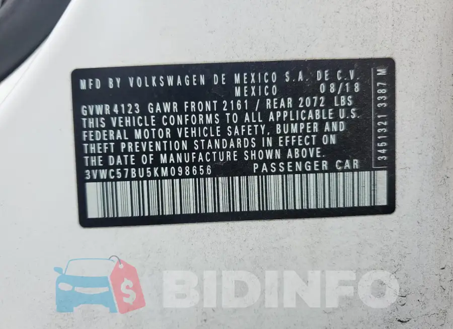 3VWC57BU5KM098656 Photo# 12