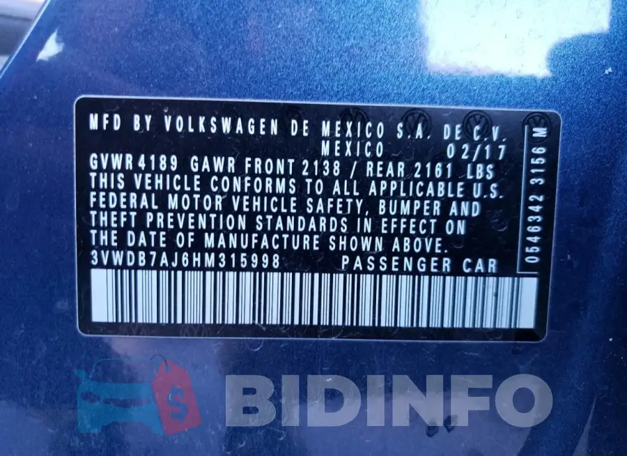 3VWDB7AJ6HM315998 Photo# 12