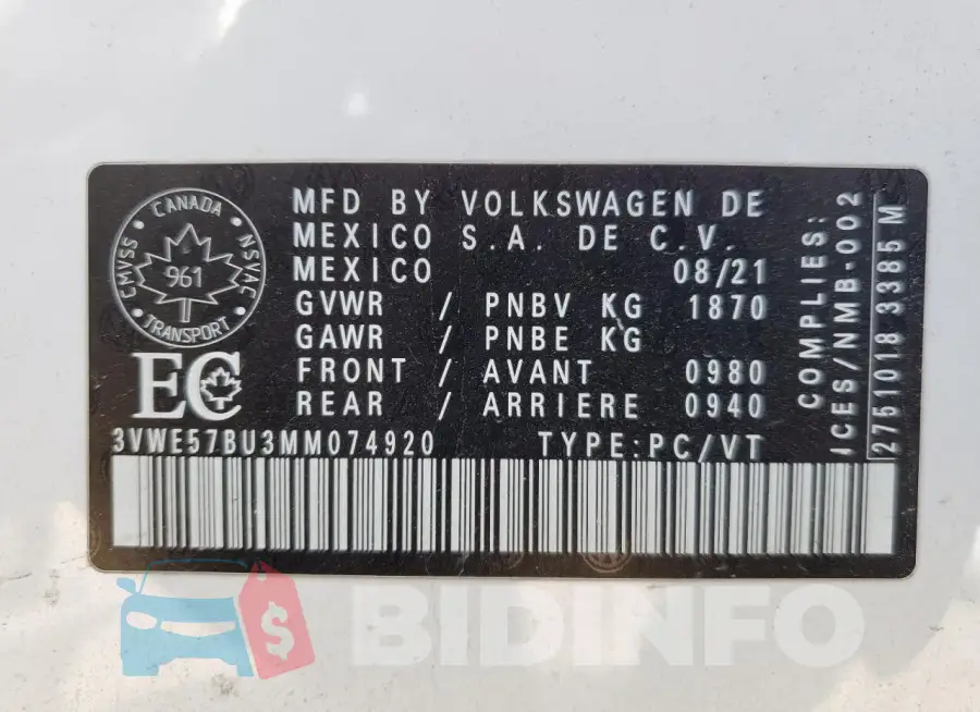 3VWE57BU3MM074920 Photo# 13