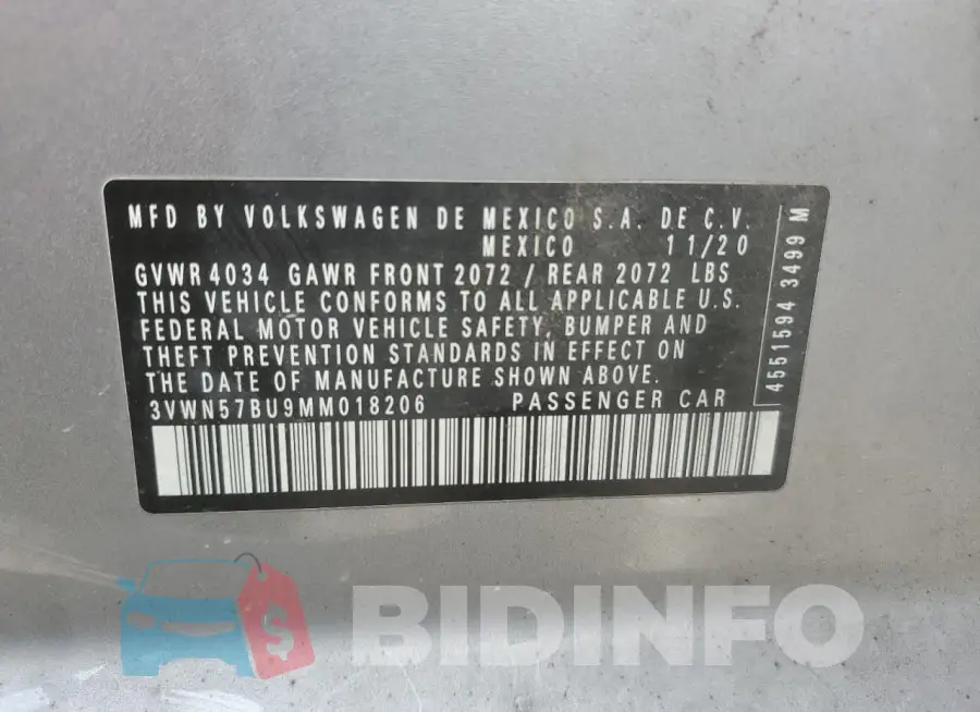 3VWN57BU9MM018206 Photo# 13