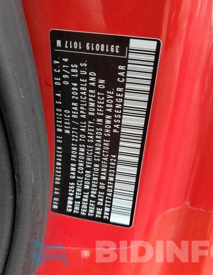 3VWTT7AUXFM031824 Photo# 12