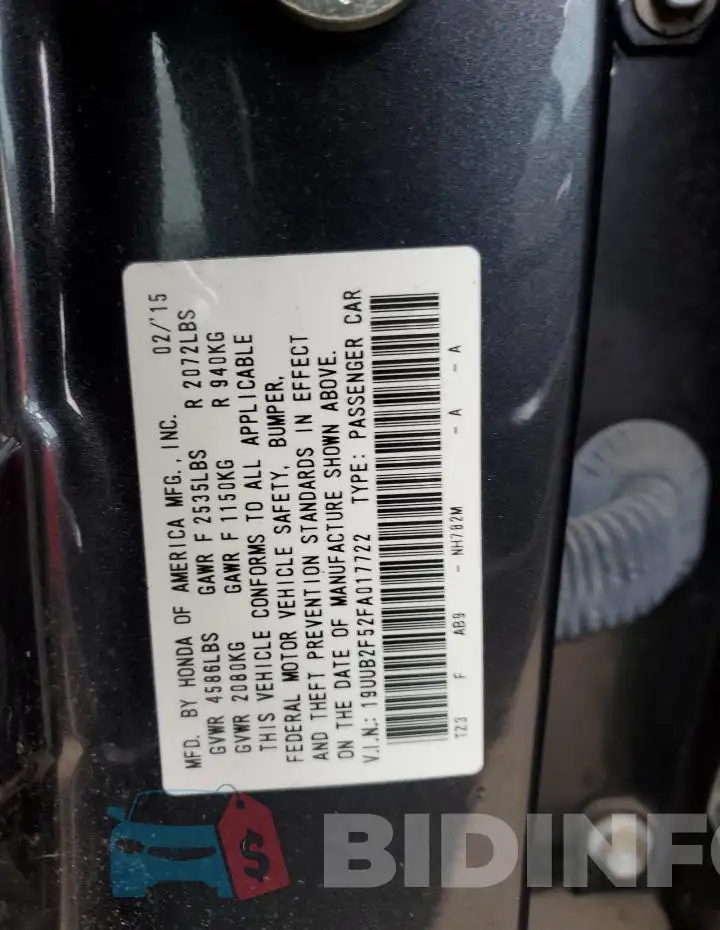 19UUB2F52FA017722 Photo# 12