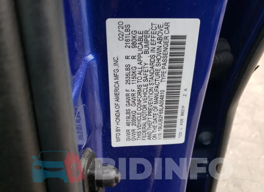 19UUB2F65LA004810 Photo# 12