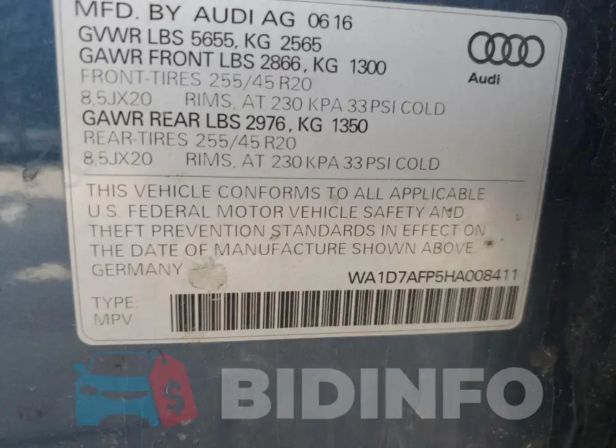 WA1D7AFP5HA008411 Photo# 13