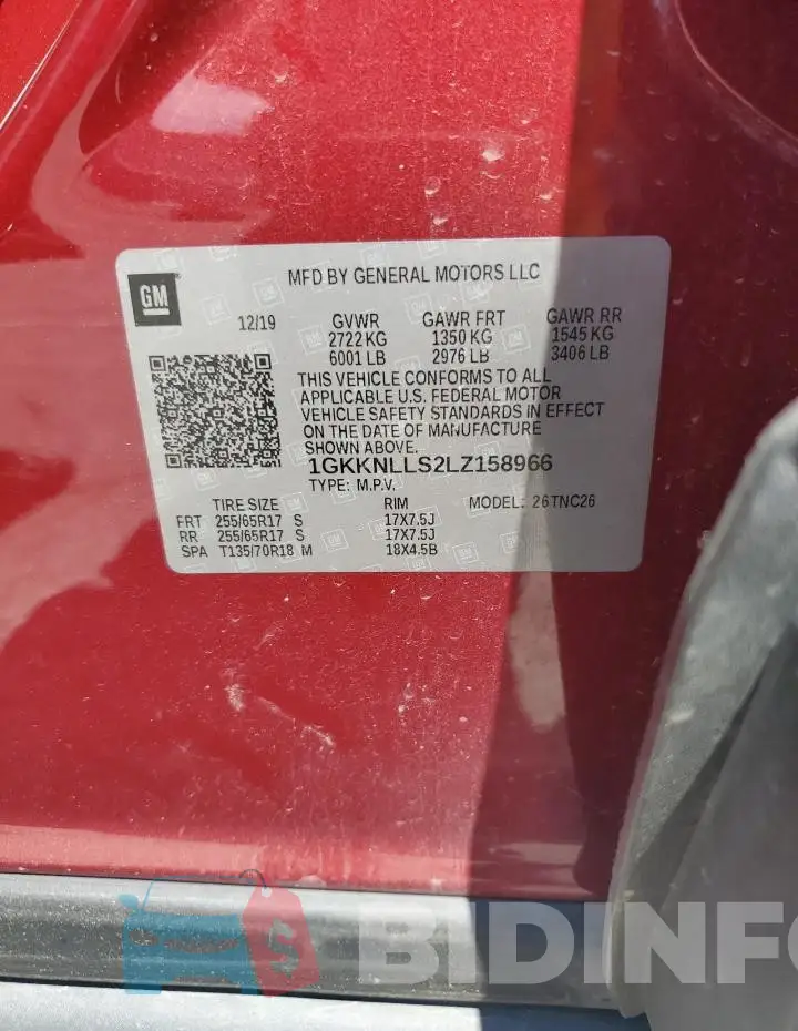 1GKKNLLS2LZ158966 Photo# 13
