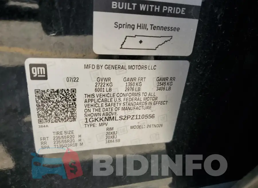 1GKKNMLS2PZ110556 Photo# 14