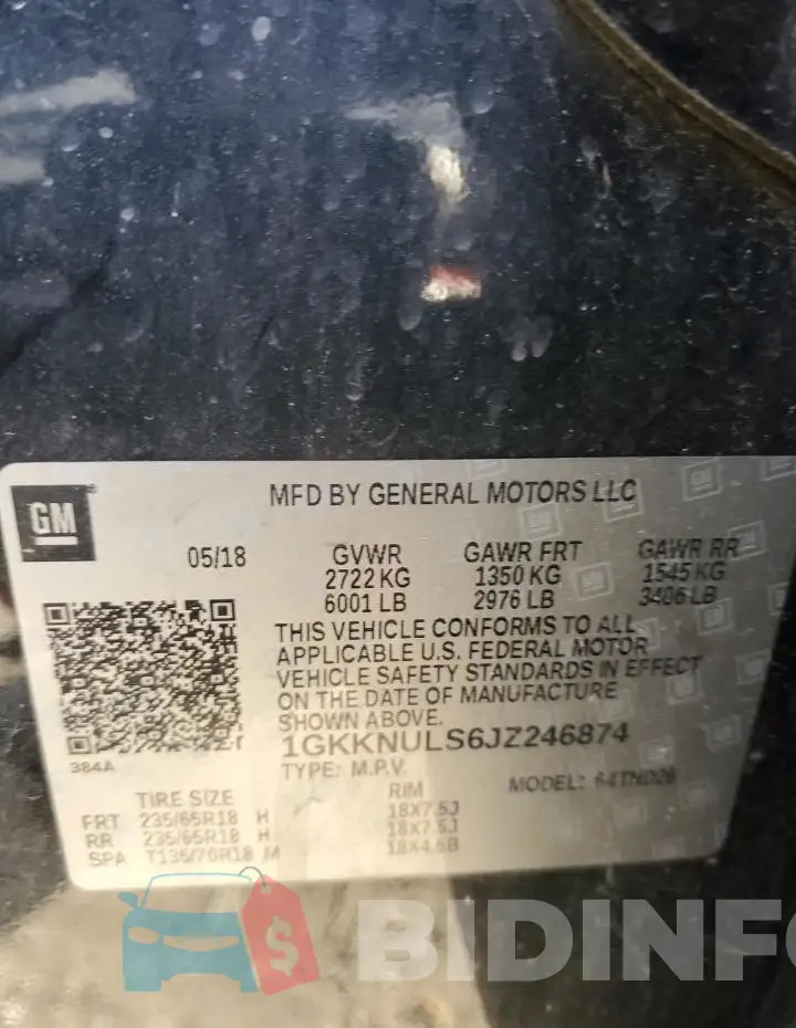 1GKKNULS6JZ246874 Photo# 13