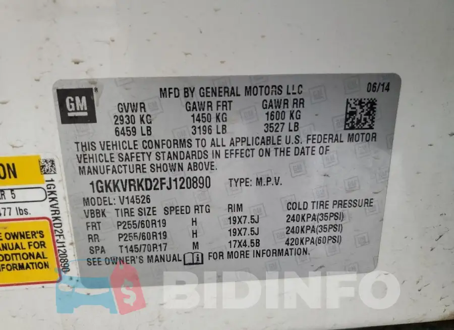 1GKKVRKD2FJ120890 Photo# 13