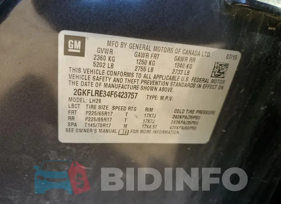 2GKFLRE34F6423757 Photo# 13