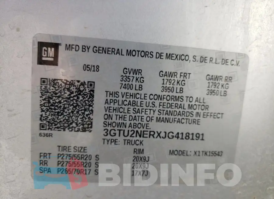3GTU2NERXJG418191 Photo# 10