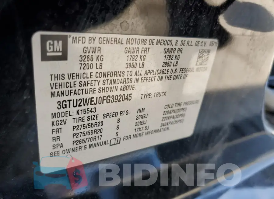 3GTU2WEJ0FG392045 Photo# 12