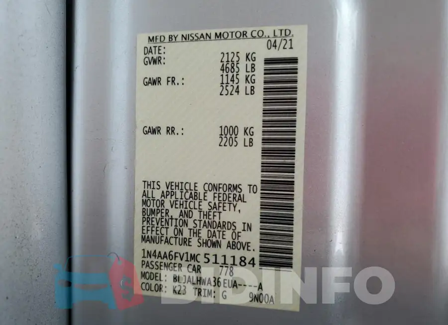 1N4AA6FV1MC511184 Photo# 12
