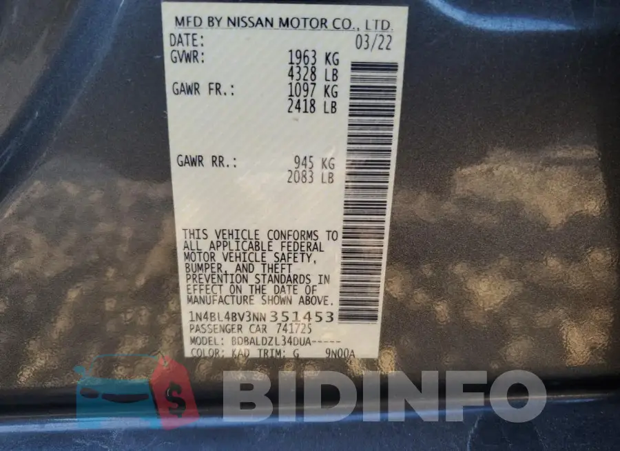 1N4BL4BV3NN351453 Photo# 13