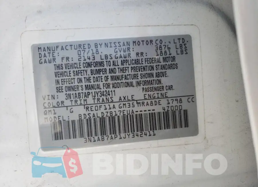3N1AB7AP1JY342411 Photo# 12