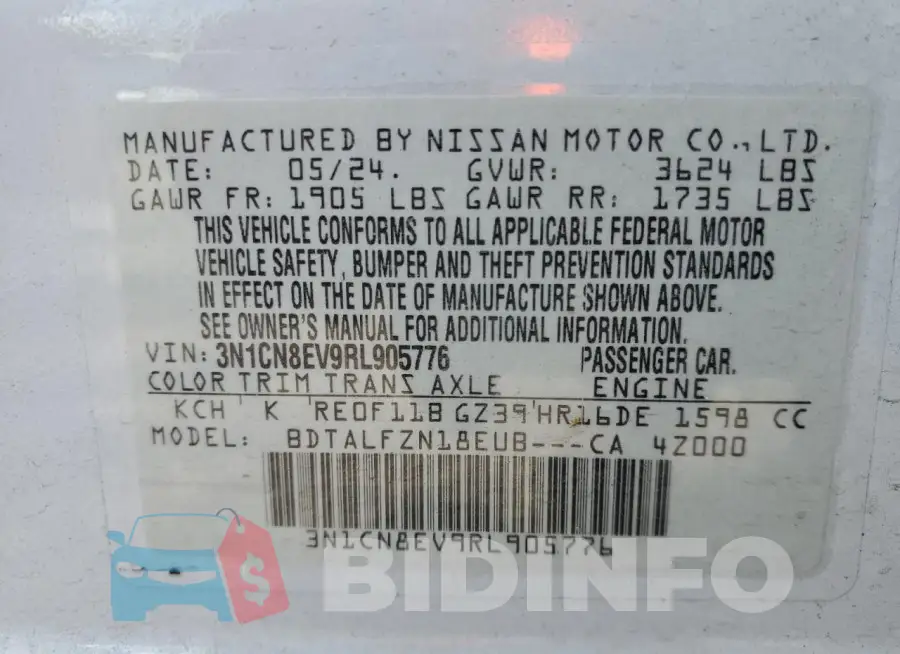 3N1CN8EV9RL905776 Photo# 12