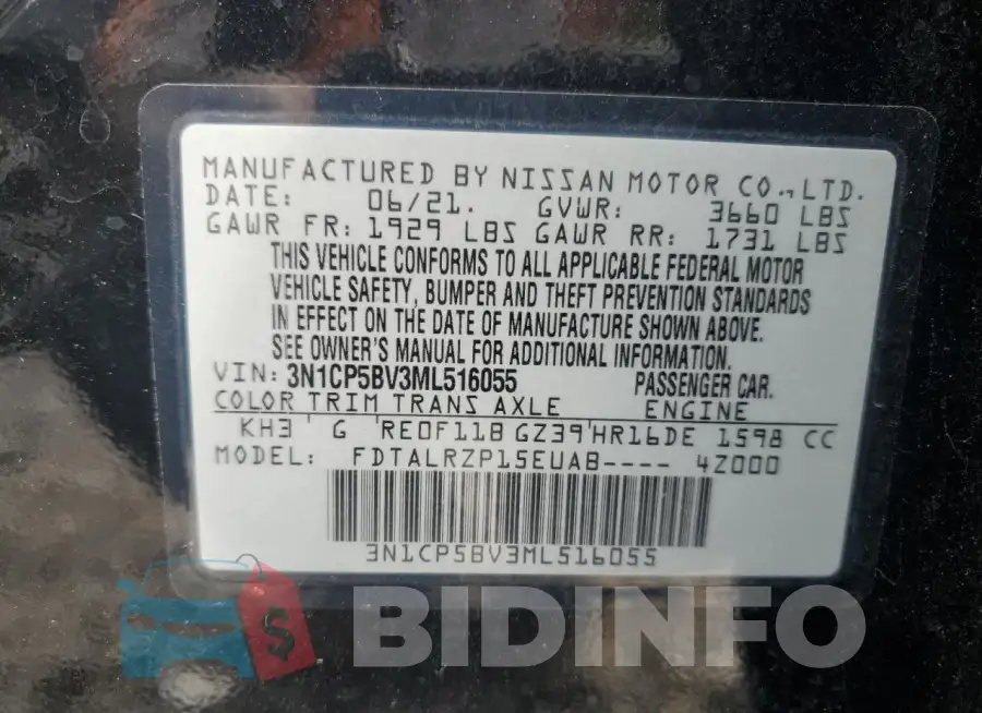 3N1CP5BV3ML516055 Photo# 13