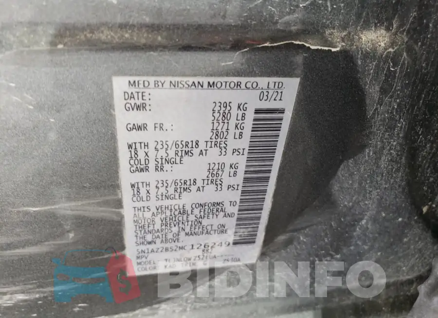 5N1AZ2BS2MC126249 Photo# 13